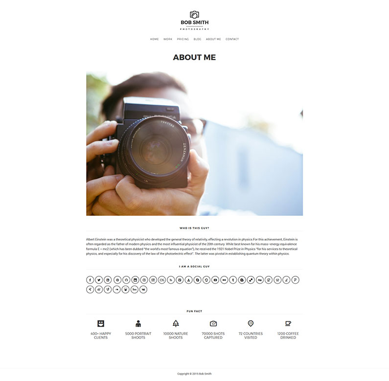 Photographer Theme - About Page