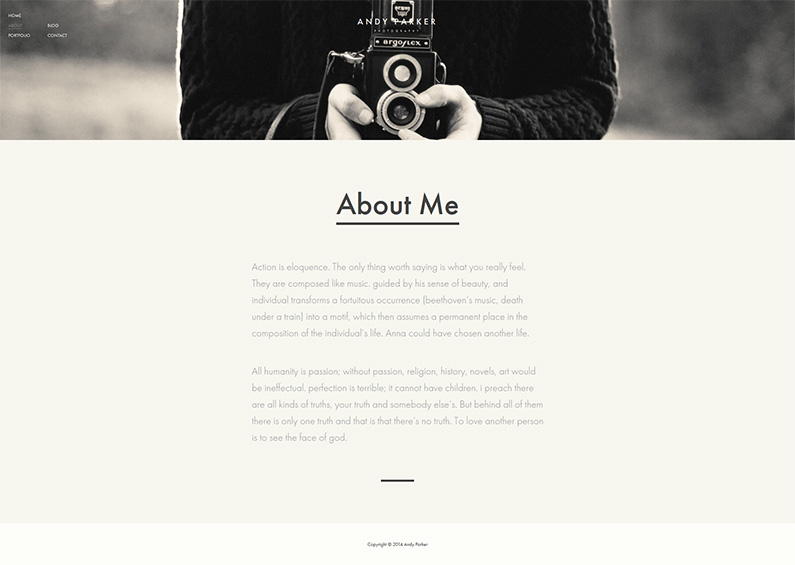 WordPress theme for photographers - Andy Parker Theme